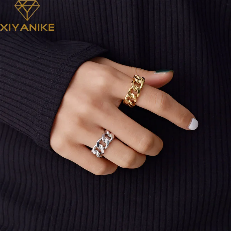 Женские винтажные кольца с цепочкой XIYANIKE, витые геометрические кольца ручной работы из стерлингового серебра 925 пробы, вечерние ювелирные изделия для подарка|Кольца|   | АлиЭкспресс - Трендовые кольца на Али