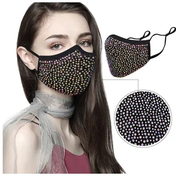 

1pc Fashion Rhinestone Sequin Prom Party Mask Lady's Reusable Outdoor Dust Mask Comfortable Breathable And Washable Mask#Z