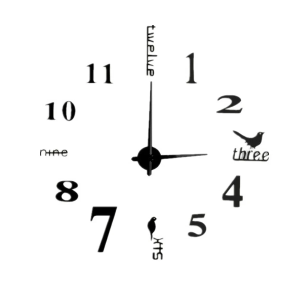 Nordic New Style Large 3D Wall Clock Mirror Wall Stickers Creative DIY Clocks Removable Art Decal Sticker Living Room Home Decor 17