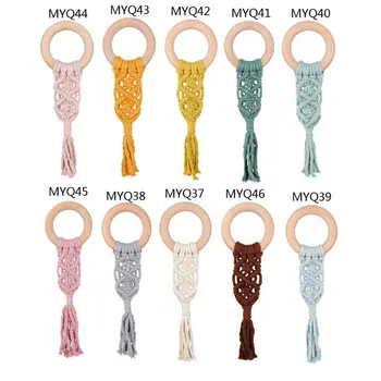 

New Arrival Safe Organic Wooden Teethers Boho Teething Ring Baby Sensory Toy Shower Gift