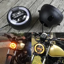 7 дюймов мотоцикл светодиодный фары угол глаза дальнего света фары с Halo Hi/короче спереди и длиннее сзади) луч для Harley мотоцикл