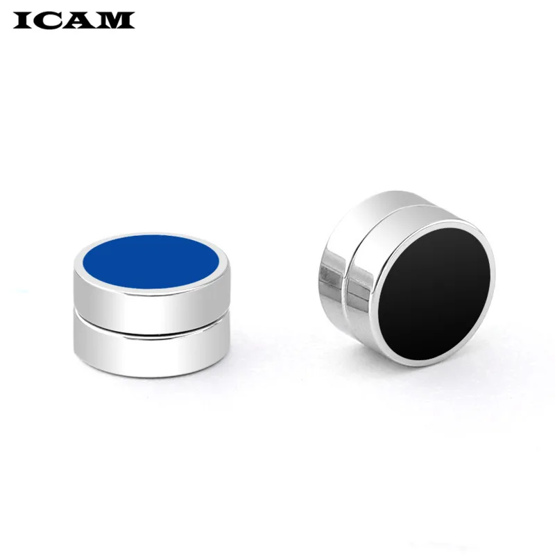 ICAM 2 шт./лот 8/мм Горячие двухсторонние черные синие магнитные круглые серьги