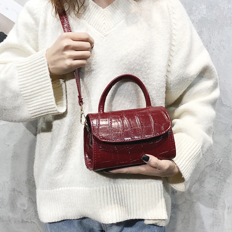 

Female Crocodile pattern Mini Square bag 2019 New Quality Leather Women's Designer Handbag Shoulder Messenger Bag