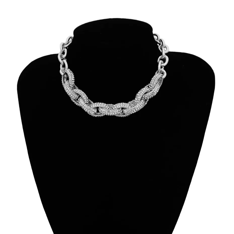 Silver Color Готический панк кристалл большая массивная цепочка ожерелье стимпанк для мужчин хип хоп Толстая витая змея колье ожерелье для женщин модное ювелирное изделие - Окраска металла: Silver Color