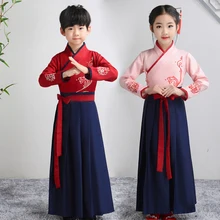 Мальчик девочка ханьфу опера древний стиль Косплей династии Тан народное платье танцевальный Костюм Традиционный китайский национальный костюм праздничная одежда