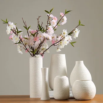 

Modern Minimalist Simulation Flower Dried Flower Ceramic Vase Flower Flower White Home Accessories Ceramic Crafts Ornaments