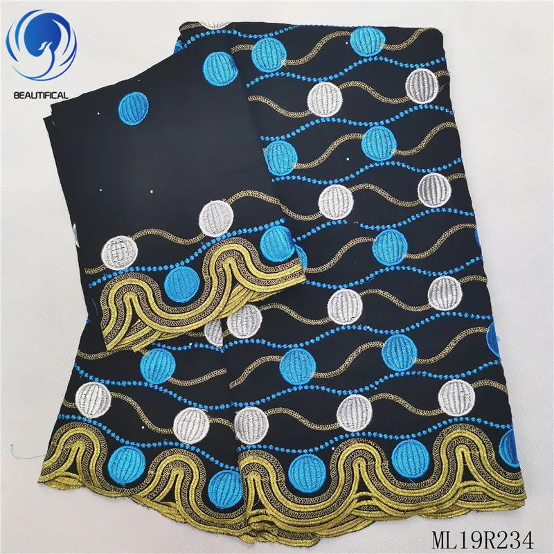 

BEAUTIFICAL African lace fabrics 100%Cotton lace fabrics high quality multi embroidery voile lace nigerian 5+2yards ML19R234