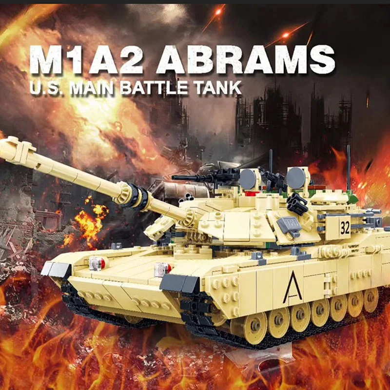 1361 шт 6101 Военный танк M1A2 abrams основной боевой танк строительные блоки сборные развивающие Кирпичи игрушки для детей подарок для детей