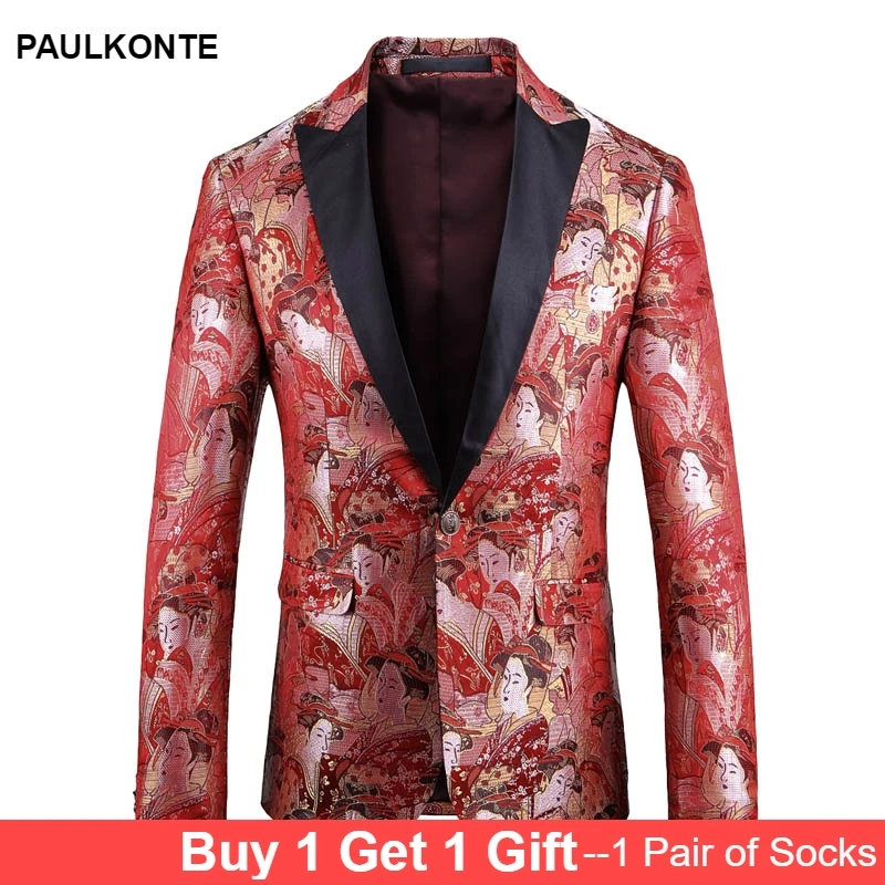 Men's suit blazer high quality high-grade embroidery court style large size men's single West men's business casual single West Men's suit blazer high quality high-grade embroidery court style large size men's single West men's business casual single West