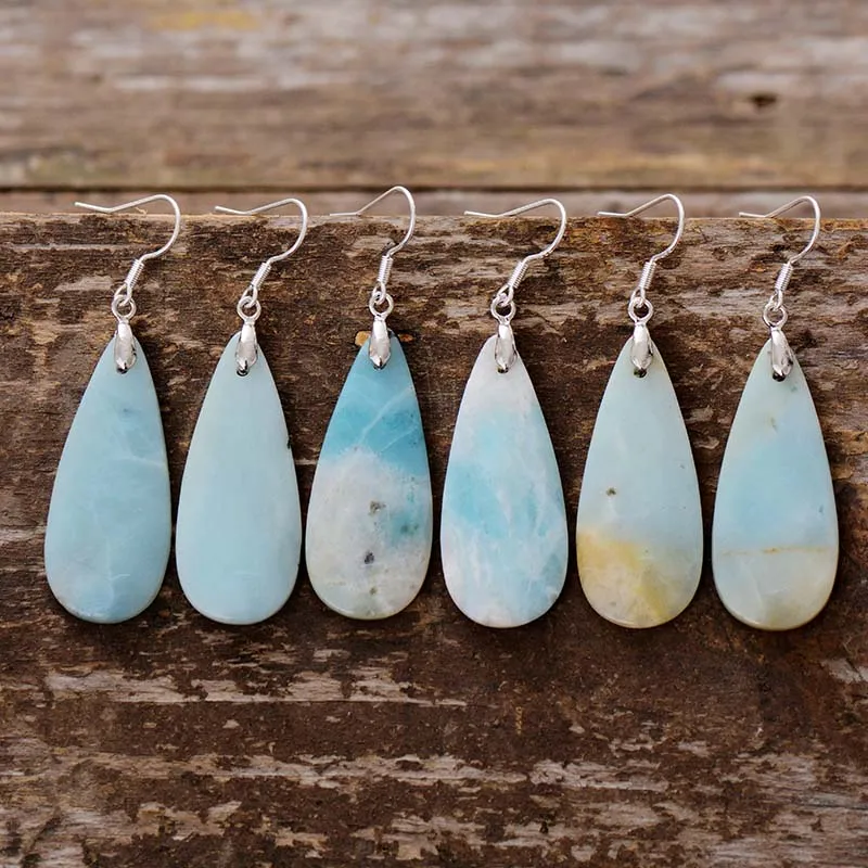Women Drop Earrings Natural Teardrop Amazonite Dangle Earrings Designer Luxury Earrings Natural Stones Jewelry Dropshipping - Image 3