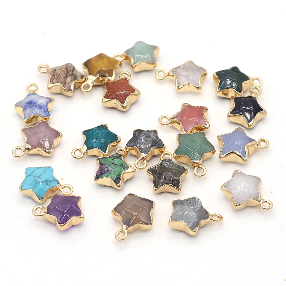 5PC Pendant Natural Small Star Rose Quartz Crystal Agate Charms for Women Jewelry Making DIY Necklace Earring Accessory 12x15mm | Украшения