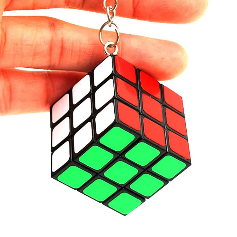Мини 3,0 см 3x3x3 скоростной магический куб с брелком-пазлом Neo Cubo Magico, стикеры, игрушки для детей, взрослых, обучающая игрушка - Цвет: black