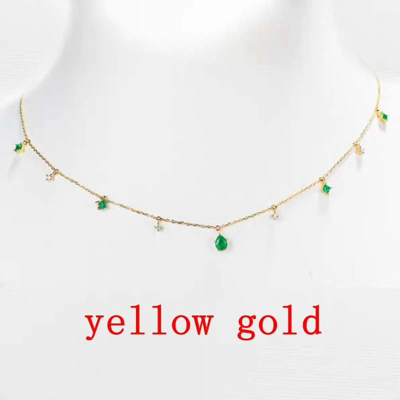 18k yellow gold HELON Твердые из 18-ти кратного желтого золота AU750 SI/ч Природные Алмазы Цепочки и ожерелья с подвесками Мода классическая цепочка с подвесками, подарок, ювелирное изделие Цепочки и ожерелья - Цвет камня: 18k yellow gold