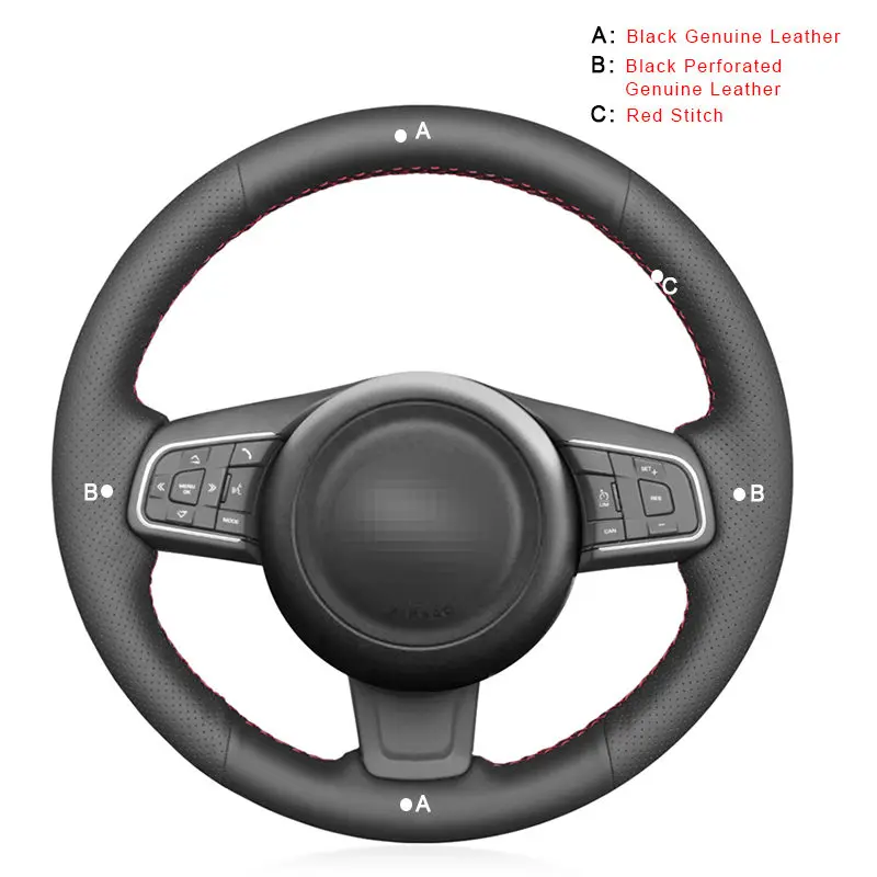 Авто оплетка на руль для Jaguar E-Pace- F-Pace- XE- XF автомобильные чехлы - Название цвета: Genuine Leather