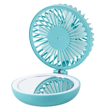 

Mini Portable Cartoon Pig USB Rechargeable LED Fill Light Makeup Mirror Fan Portable Handheld Mini Fan
