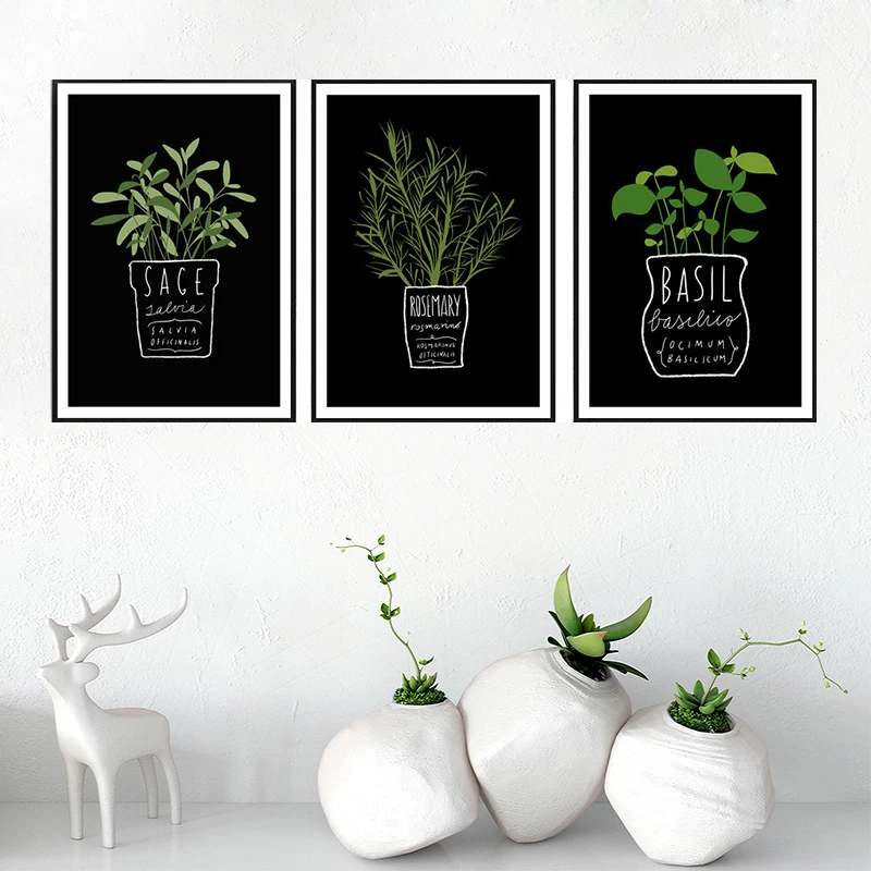 

Canvas Painting Black White Letters Plant Wall Art Pictures Wall Decor Living Room Decor Home Decoration Bedroom Decor Mural