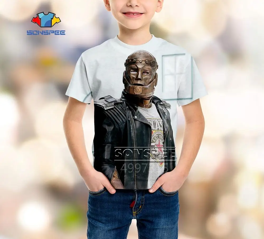 SONSPEE Doom Patrol Harajuku уличная одежда для мальчиков и девочек подростков модная футболка Аниме Повседневная мультфильм 3D печатных короткий рукав дети A533