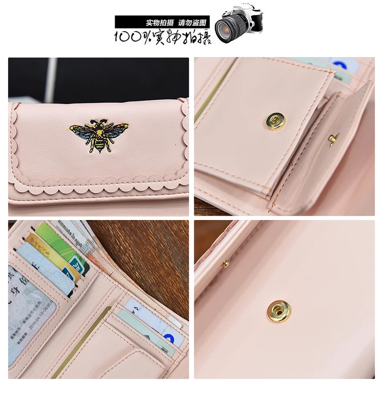 Женские кошельки и кошельки из искусственной кожи, женские короткие кошельки, маленький кошелек для девочек, сумочка с Пчелой, роскошные авторские Дамские кошельки