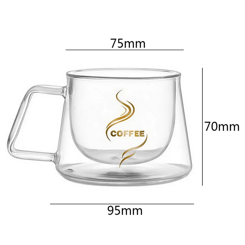 Кружка с двойными стенками, кофейная кружка с теплоизоляцией, офисные кружки, двойная кофейная стеклянная чашка, посуда для напитков, молоко, 200 мл, капелька