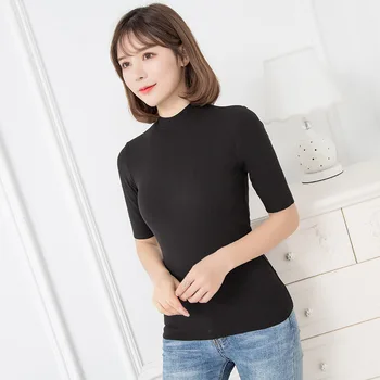 

New Thermal Underwear Women's Self-heating Center Collar and Sleeves Ribbed Slim Stretch Body Top Camisetas De Interior Mujer