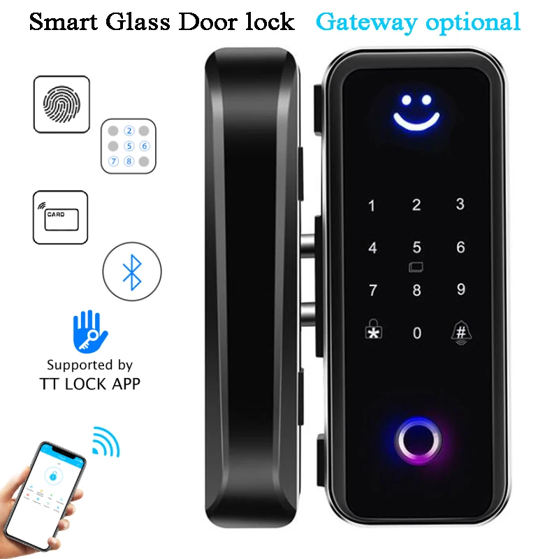 Koop Glas Deurslot Bluetooth Ttlock Biometrische Vingerafdruk Slot Een Tijd Code Rfid Afstandsbediening Telefoon Gateway Kantoor Workshop Lock