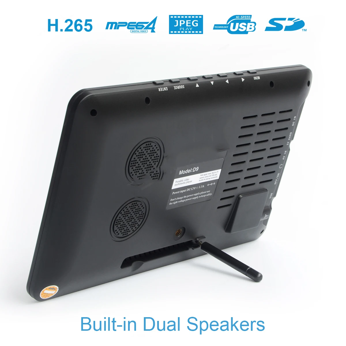 9 inch Portable TV DVB-T2 ATSC ISDB-T tdt Digital and Analog mini small Car Television Support USB TF PVR MP4 H.265 AC3
