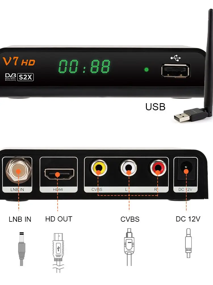 GTMEDIA-Receptor Satélite V7 S2X DVB S2, Decodificador Full HD, 1080P,  Actualización de GT MEDIA V7, V7S, DVB S2X, Compatible co - AliExpress