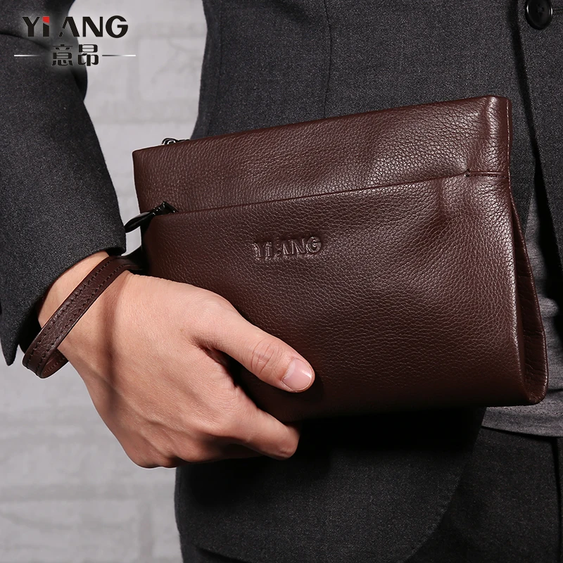 Брендовые мужские клатчи YIANG из натуральной кожи сумка воловьей Длинные кошельки