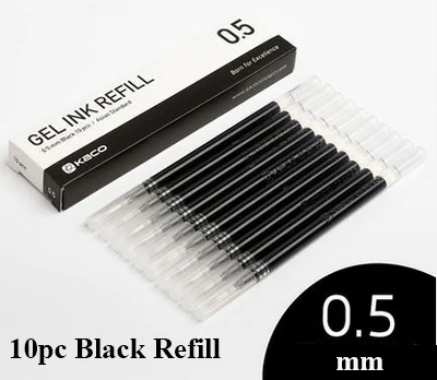 10 шт. синие/черные/красные/цветные чернила для Xiaomi Pen KACO 0,5 мм ручка для школы для офиса гладкая написание прочный заправка - Цвет: 10pcs black refill