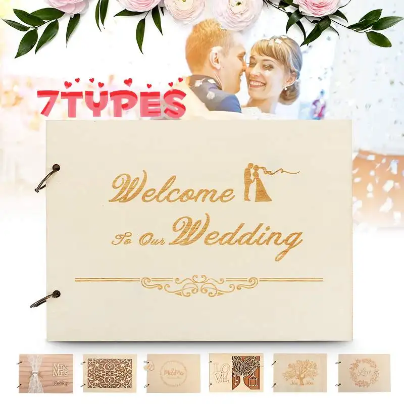 

Multi-style Rustic Wedding Guestbook Album Sweet Wedding Decroation Guest Book Wooden Tree Guest Book 10/20/30/40 Page