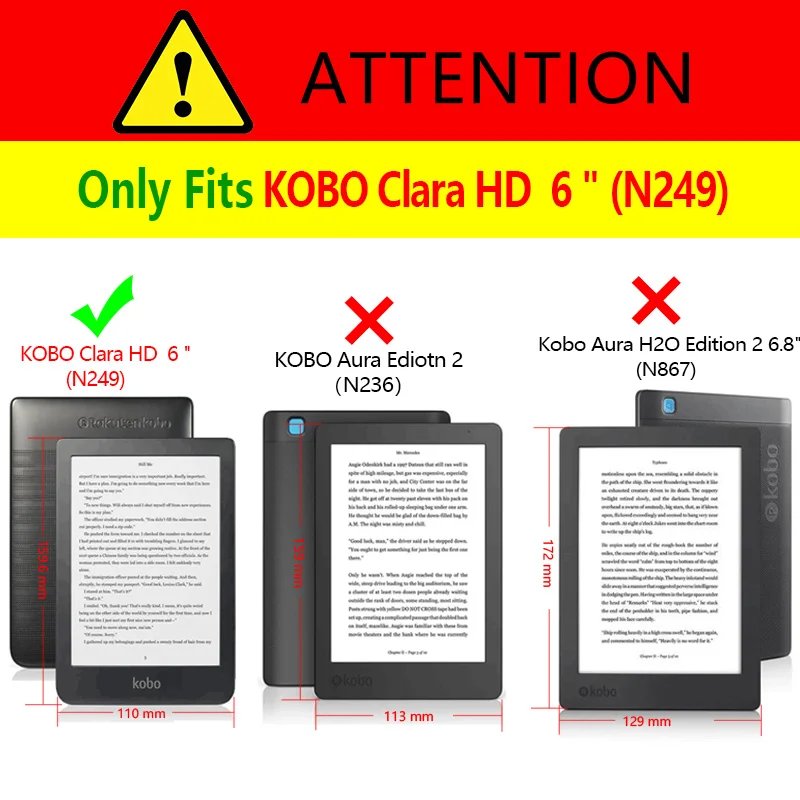 Ceny Luksusowa osłona dla nowego Kobo Clara HD 6 Ereader Folio Case z uchwyt na rękę dla Kobo Clara HD 6 cali + bezpłatny prezent
