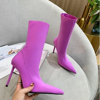 

Women Ankle Boots Sexy Stiletto High Heels Pumps Boots Fashion Slip On Autumn Winter Boots Knife Stretch Boots
