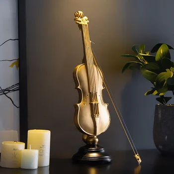 

Vintage Home Decor Desk Decoration Violin Musical Instrument Miniature Figurines Living Room Home Decoration Accessories Resin