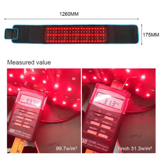 Red & infrared led light therapy belt 850nm 660nm back pain relief belt weight loss slimming machine waist heat pad massager