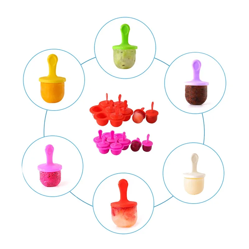Самодельный лед бар замороженный десерт, форма для приготовления 7 отверстий, мороженое, ванна, коробка, кухонный инструмент, детское питание, добавка, красочные детские пищевые контейнеры