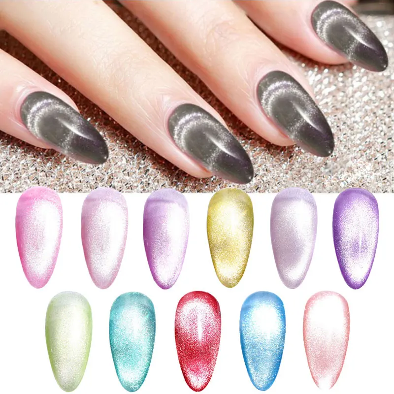 8ml Cat Eyes Magnetic Gel Polish Soak Off 9D 12 Colors Bright Silver UV Gel Enamel Lacquer Glitter Nail Art Varnish nail polish
