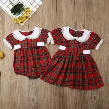 

Christmas Toddler Kid Baby Girls Red Dress Girl Clothing Little Sister Rompers Big Sister Red Tutu Party Dress Xmas Kid Costumes
