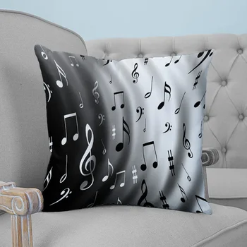

Water Wave Music Black White Musical Notes Printed Throw Pillow Case Plush fabric Pillowcase Home Decorative Pillow Hot