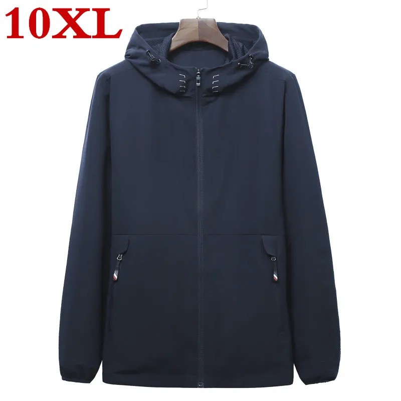 

new plus size 10XL 9XL 8XL 7XL 6XL 5XL Brand Clothing Spring Autumn Youth Men Coat With Hat Zipper Large Size Jacket