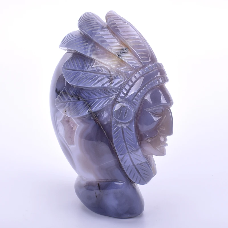 

5.6'' Purple Geode Indian Skull Special Carved Crystal Healing Skull Figurine Natural Agate Unique Sculpture Ornaments Home