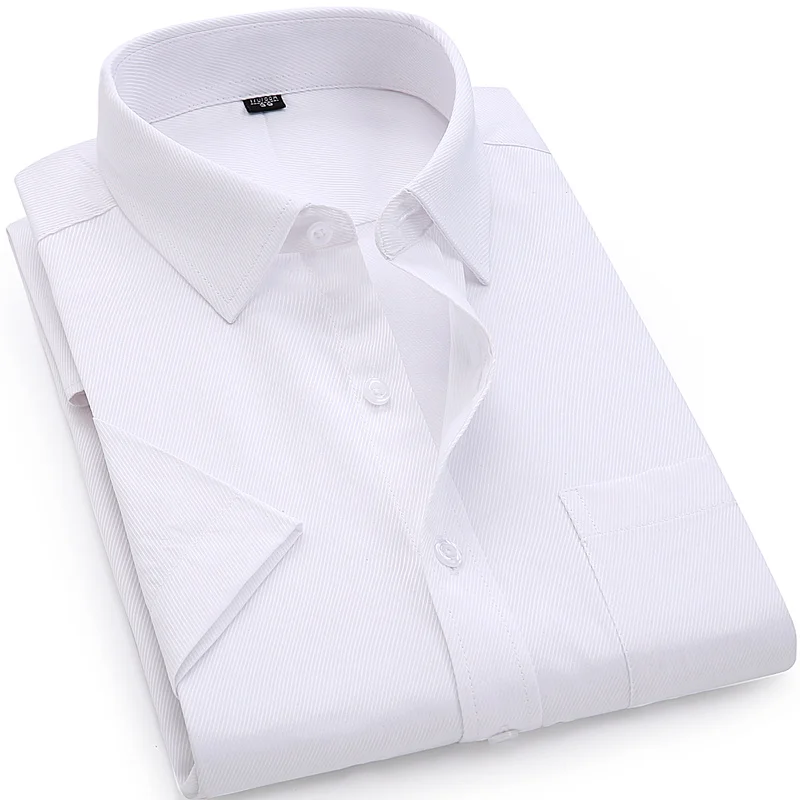 Высококачественное платье мужская летняя рубашка с коротким рукавом плюс размер 5XL 6XL 7XL 8XL Мужская Обычная Повседневная рубашка черного и белого цвета - Цвет: DX8868-5 White Twill