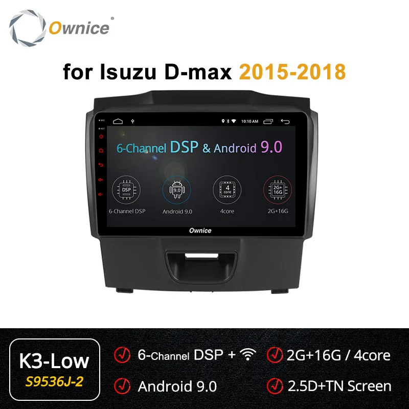 9 дюймов Ownice k3 k5 k6 Android 9,0 для CHEVROLET S10 ISUZU D-MAX- автомобильный dvd-плеер радио Navi 360 панорама DSP 4G SPDIF - Цвет: S9536-2 K3 Low