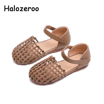 

New Summer Kids Beach Sandals Children Princess Shoes Baby Girls Closed Toe Brand Sandals Black Soft Flats Fashion Dress Sandals