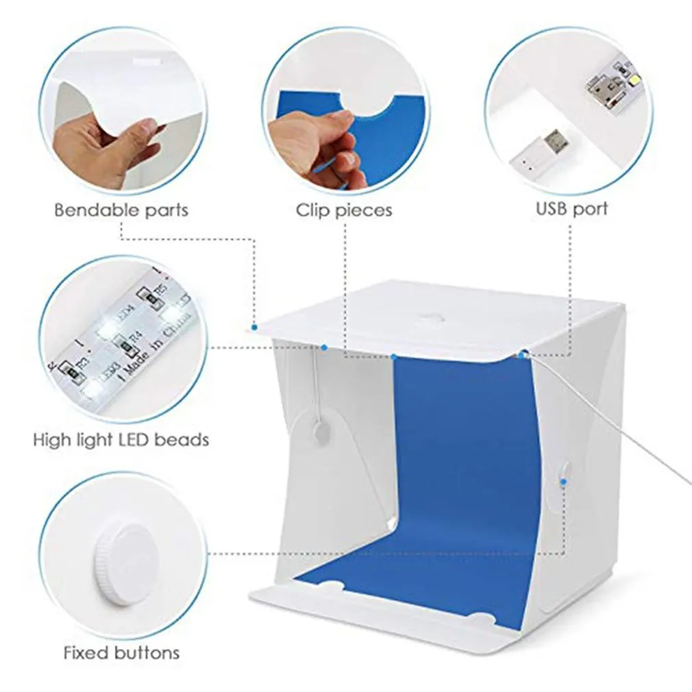 40CM Large Size Folding Lightbox Photography Photo Studio Softbox LED Light Soft Box Photo Background Kit Light box Button Type 40CM Large Size Folding Lightbox Photography Photo Studio Softbox LED Light Soft Box Photo Background Kit Light box Button Type
