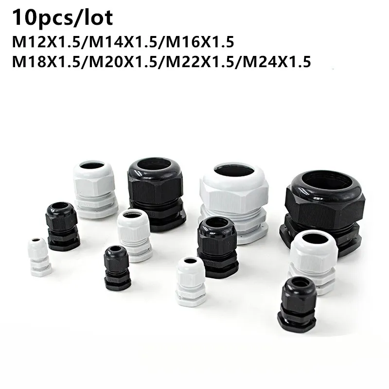 10 шт./лот IP68 M12x1.5 для 3-6 5 мм M16x1.5 M20x1.5 M22 провод кабель CE белый/черный