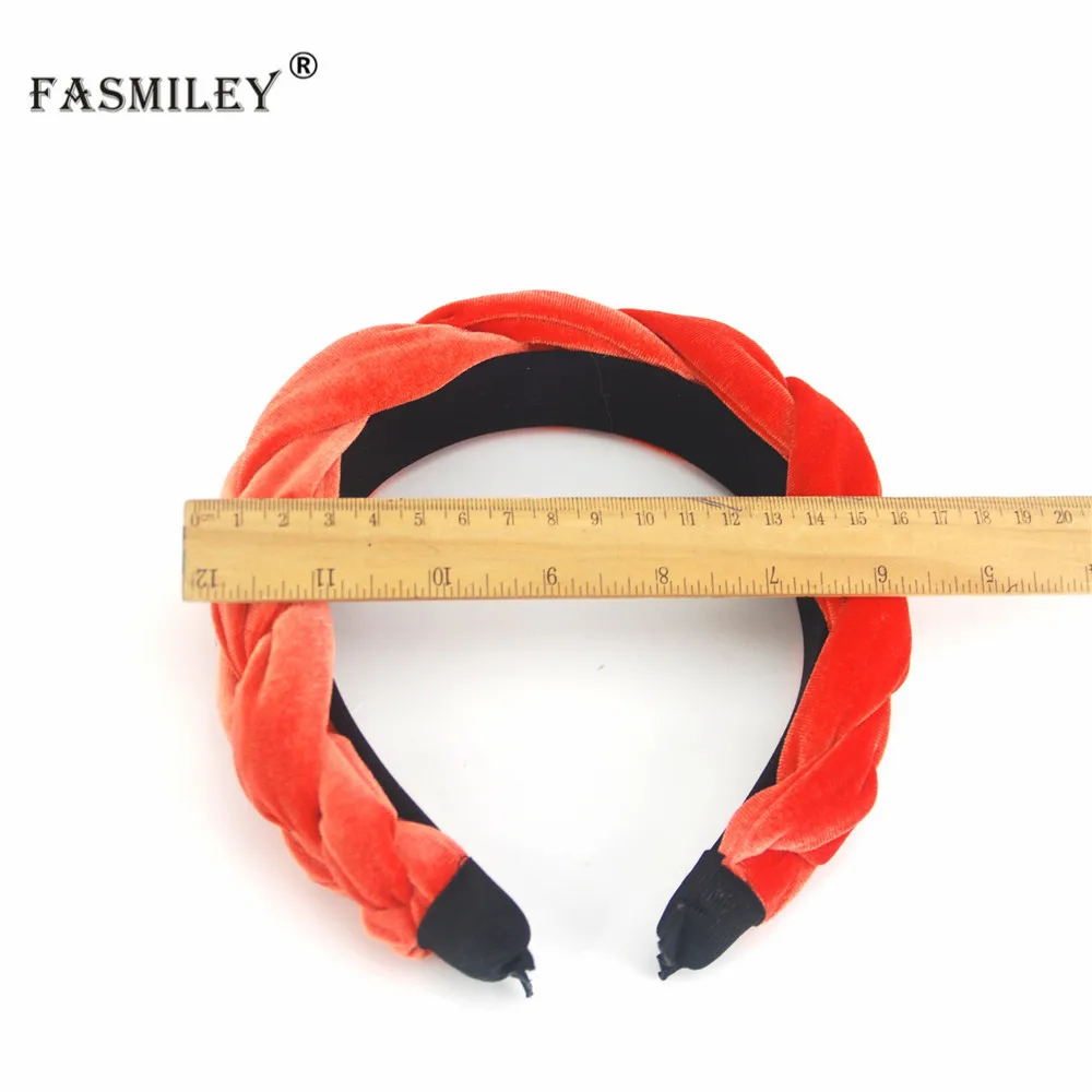 Модная бархатная косичка из ткани FASMILEY для девочек, повязка на голову для женщин, аксессуары для волос, широкий обруч для волос для девочек, обруч для волос аксессуары zfg02