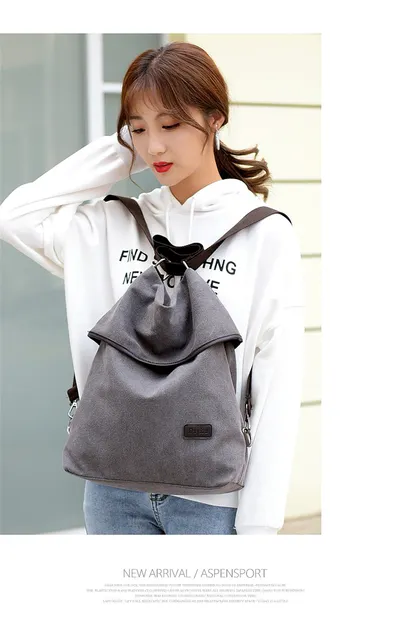 Molihuakai New Women Canvas Backpack Preppy Style School Lady Girl