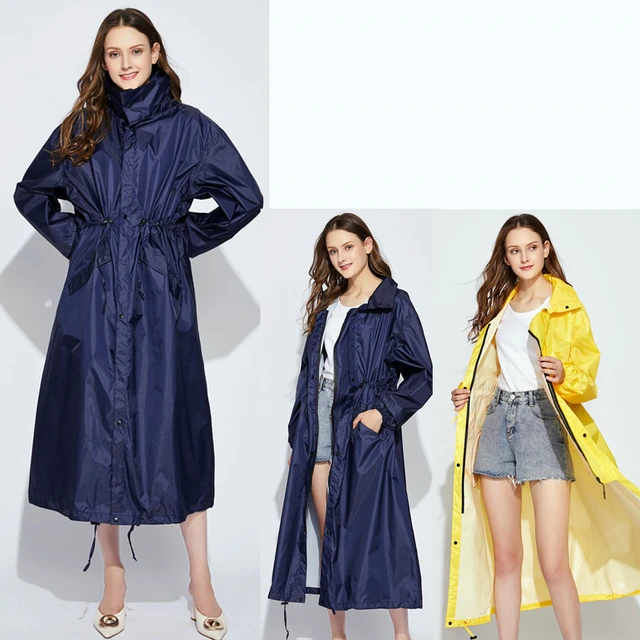 Chubasquero Impermeable con cremallera para mujer, abrigo de lluvia con  capucha, Chaqueta con bolsillo - AliExpress