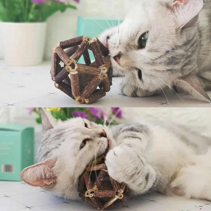 Игрушка для домашних животных натуральный Silvervine мяч CatnipBall кошка чистка зубов филиал игрушка для зубов Зубная паста закуски ПЭТ палочки интерактивная игрушка