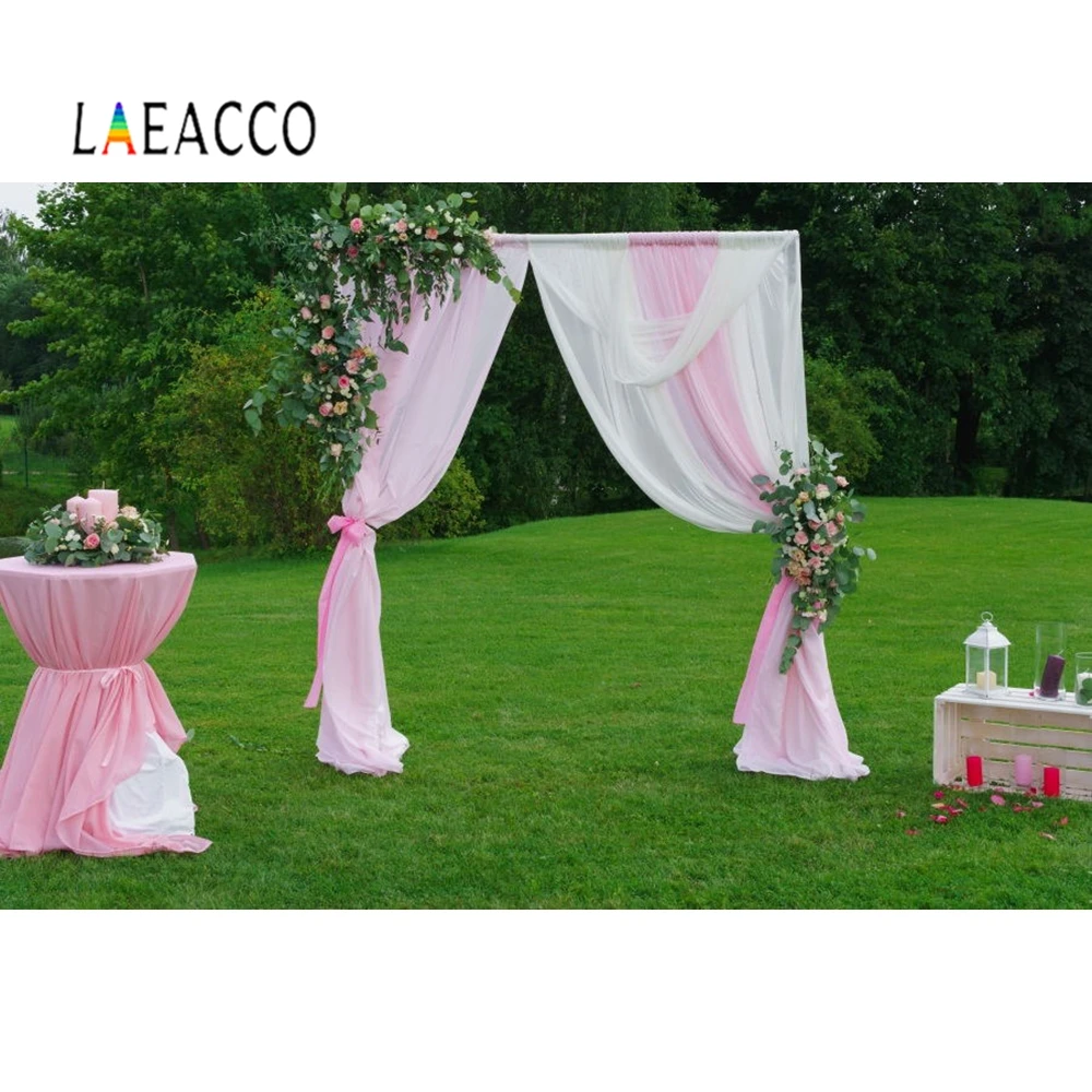 

Laeacco Wedding Flower Photography Backdrops Curtain Outside Party Photographic Backgrounds Customized Decor For Photo Studio